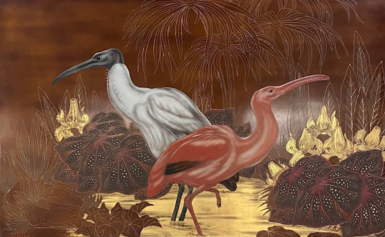 Gaston SUISSE (1896-1988) - Ibis sacré du Nil à tête noire et ibis rose. 1935.